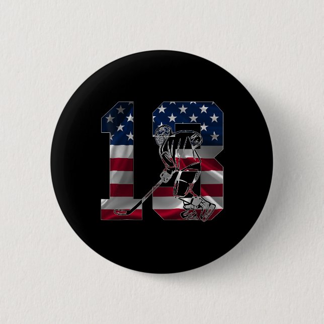 Number 13 Years Ice Hockey 13th Birthday  Button (Vorderseite)