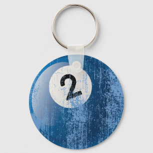 NUMBER 2 BILLIARDS BALL - ERODED AND AGED STYLE SCHLÜSSELANHÄNGER