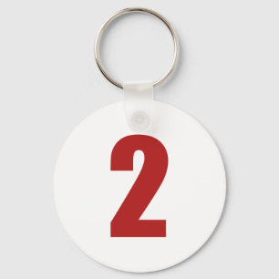 Number 2 in red on white button keychain schlüsselanhänger