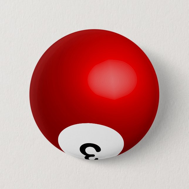 Number 3 Red Pool Ball Button (Vorderseite)