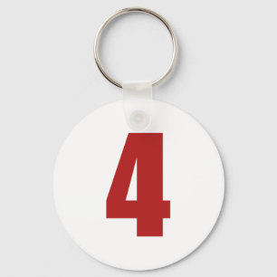 Number 4 in red on white button keychain schlüsselanhänger