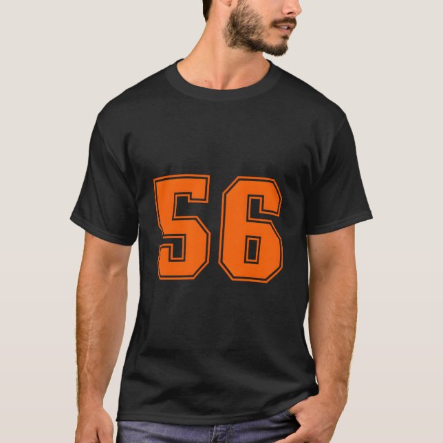 Number 56 Orange Sports Jersey Lucky Number T-Shirt (Vorderseite)