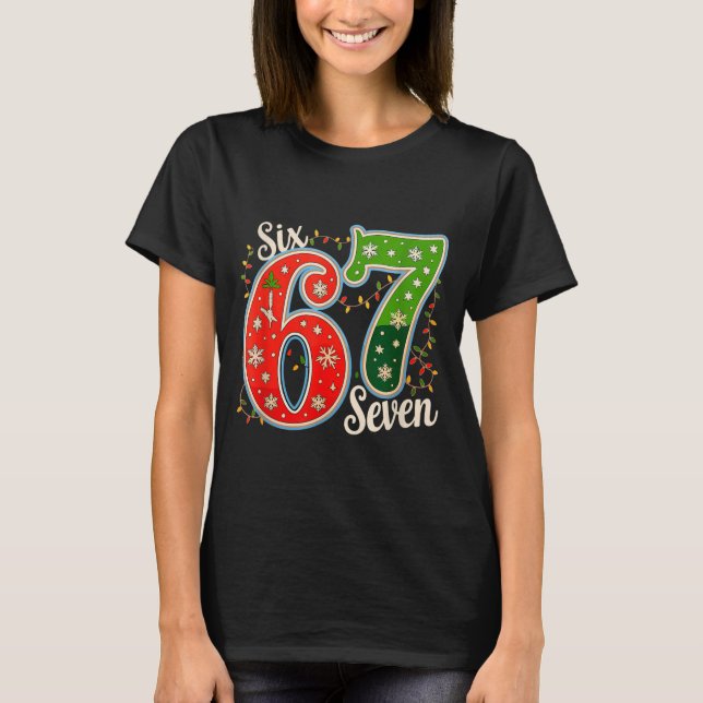 Number 67 Funny Six Seven 6 7 Meme Christmas Light T-Shirt (Vorderseite)