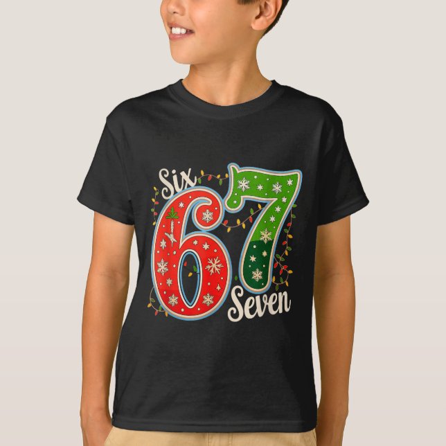 Number 67 Funny Six Seven 6 7 Meme Christmas Light T-Shirt (Vorderseite)