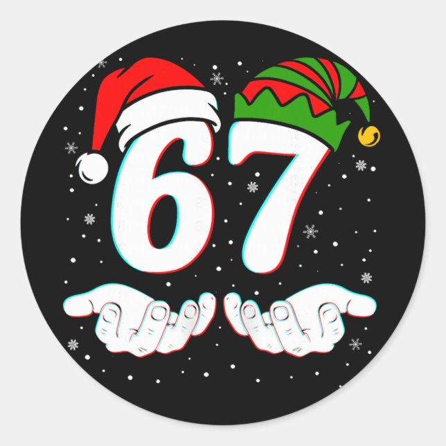 Number 67 Matching Six Seven 6 7 Meme 6-7 Christma Runder Aufkleber (Vorderseite)