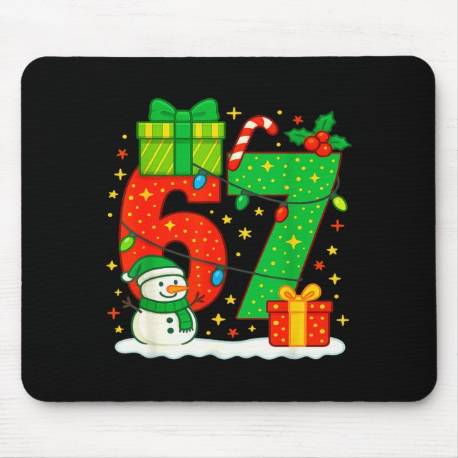 Number 67 Meme Matching Christmas Couple 67 Six Se Mousepad (Vorne)