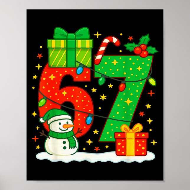 Number 67 Meme Matching Christmas Couple 67 Six Se Poster (Vorne)