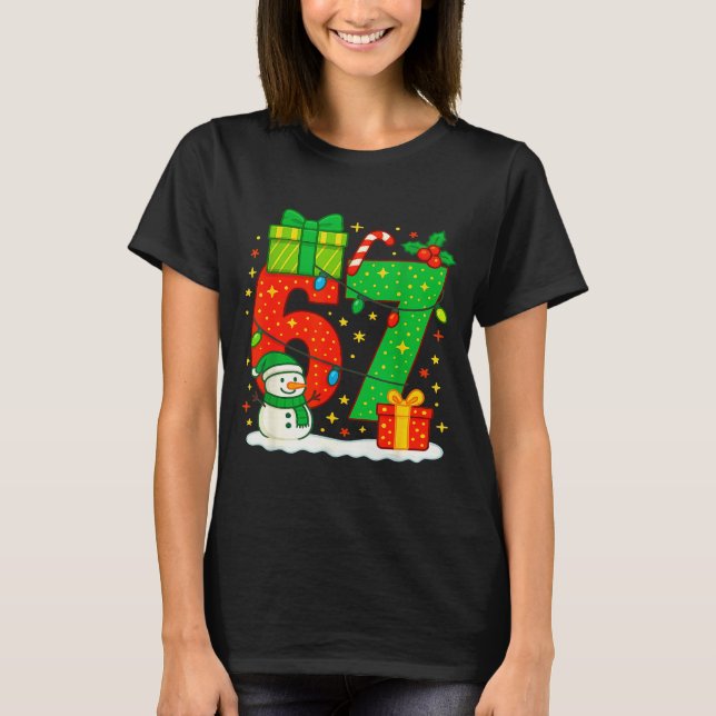 Number 67 Meme Matching Christmas Couple 67 Six Se T-Shirt (Vorderseite)