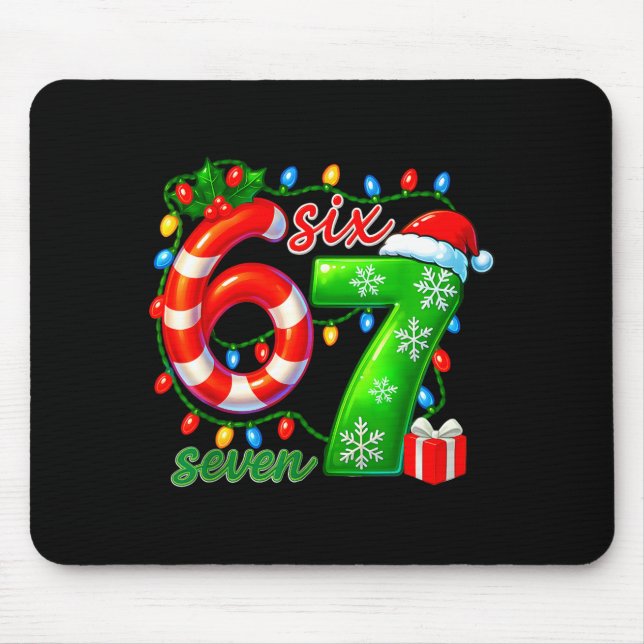 Number 67 Meme Retro Santa 6 7 Holiday Six Seven C Mousepad (Vorne)