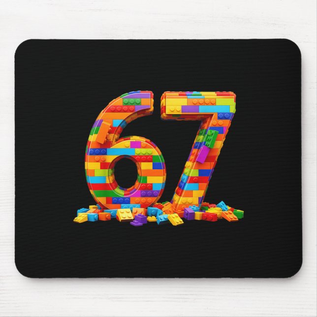 Number 67 Meme Six Seven 6 7 Building Blocks Gen A Mousepad (Vorne)