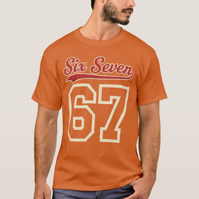 Number 67 Numbered Six Seven Baseball Jersey Style T-Shirt (Vorderseite)