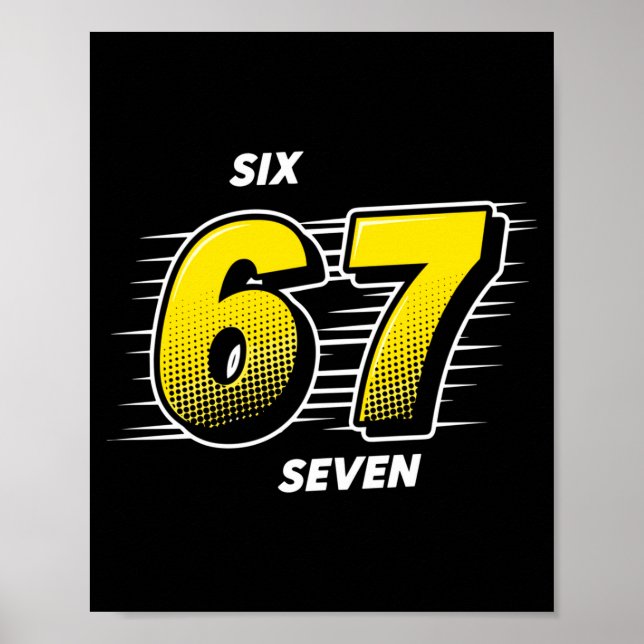 Number 67 Six And Seven P Art Comic Style Yellow M Poster (Vorne)