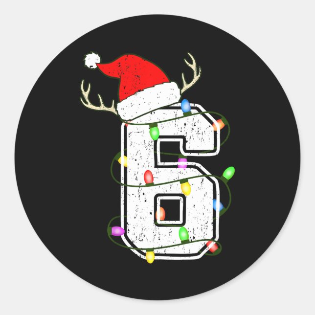 Number 6 6th Birthday Boy Six Christmas Happy Birt Runder Aufkleber (Vorderseite)