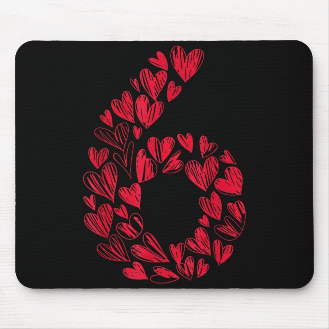 Number 6 - Cute Six Seven Hearts Matching 67 Valen Mousepad (Vorne)