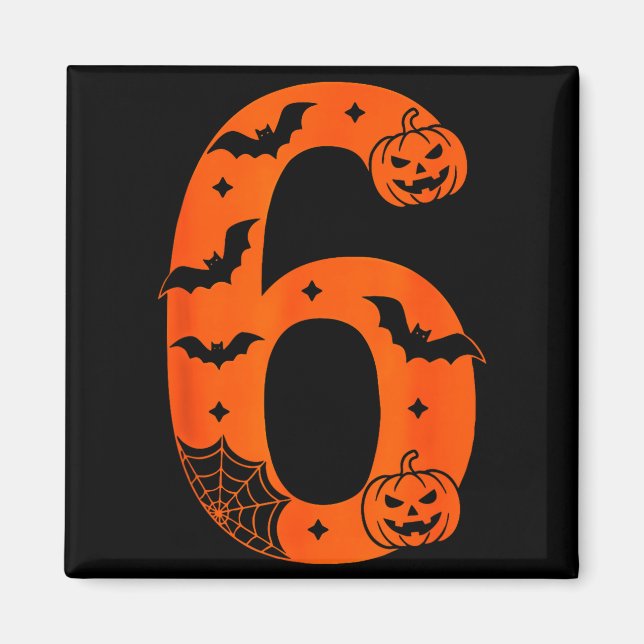 Number 6 Funny Six Seven Meme Halloween  Magnet (Vorne)