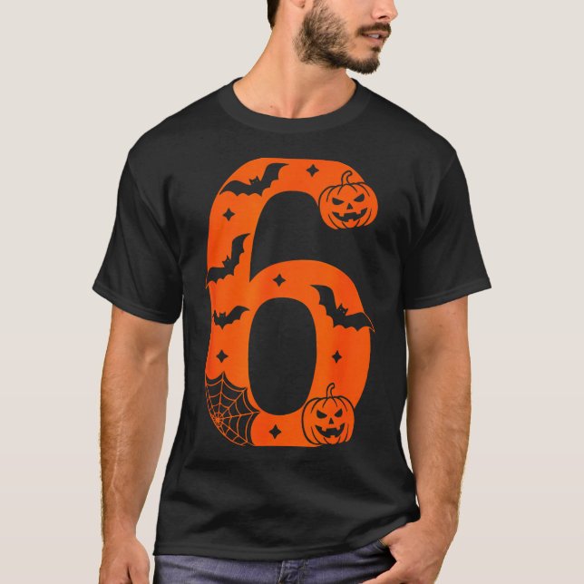 Number 6 Funny Six Seven Meme Halloween  T-Shirt (Vorderseite)
