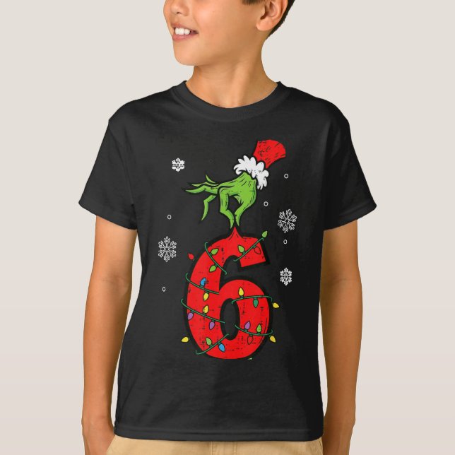 Number 6 Matching 67 Meme 6 7 Christmas Boys Youth T-Shirt (Vorderseite)