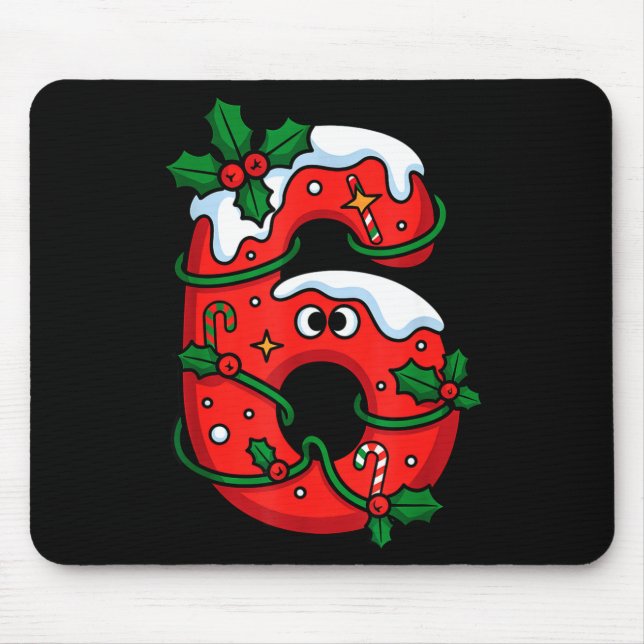 Number 6 Santa Costume Meme Christmas Matching Cou Mousepad (Vorne)