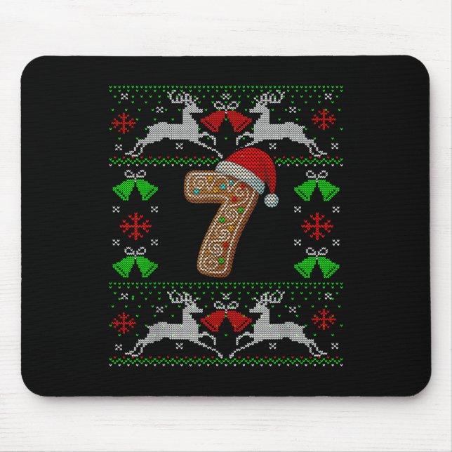 Number 7 67 Meme Funny Ugly Xmas Christmas Sweater Mousepad (Vorne)