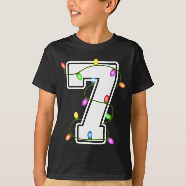 Number 7 7th Birthday Boy Christmas Happy Birthday T-Shirt (Vorderseite)