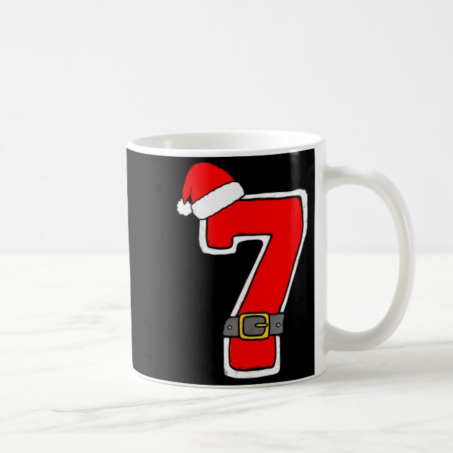 Number 7 7th Birthday Christmas Santa Hat Happy Bi Kaffeetasse (Rechts)
