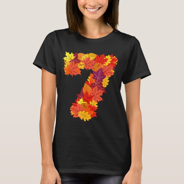 Number 7 7th Birthday Seven Thanksgiving Fall Happ T-Shirt (Vorderseite)