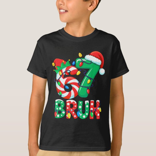 Number 7 Funny Meme Saying 6 7 Six Seven Christmas T-Shirt (Vorderseite)