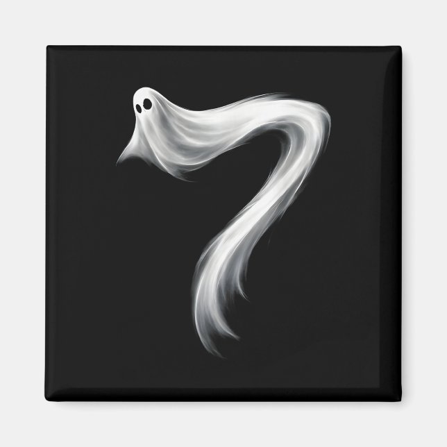 Number 7 Ghost Funny Six Seven 67 Halloween Meme  Magnet (Vorne)