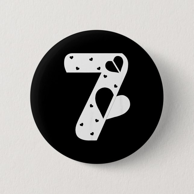 Number 7 Hearts Love 67 Couple Matching Christmas  Button (Vorderseite)