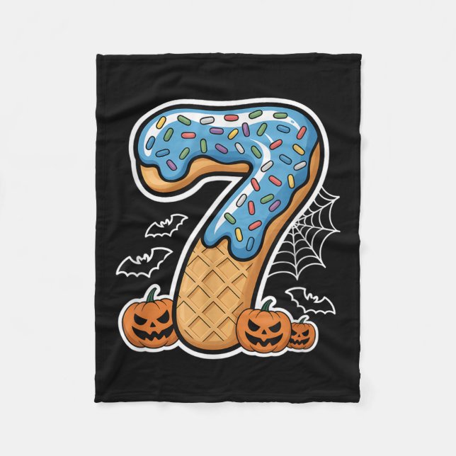 Number 7 Ice Cream Seven Halloween Pumpkin Men Wom Fleecedecke (Vorderseite)