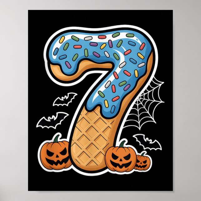 Number 7 Ice Cream Seven Halloween Pumpkin Men Wom Poster (Vorne)