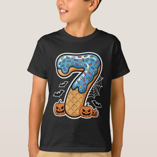 Number 7 Ice Cream Seven Halloween Pumpkin Men Wom T-Shirt (Vorderseite)