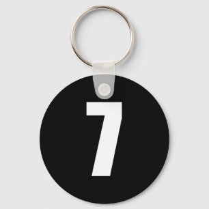 number 7 in white on black button keychain schlüsselanhänger