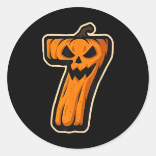 Number 7 Kürbis 67 Meme Passendes Halloween-Pärche Runder Aufkleber