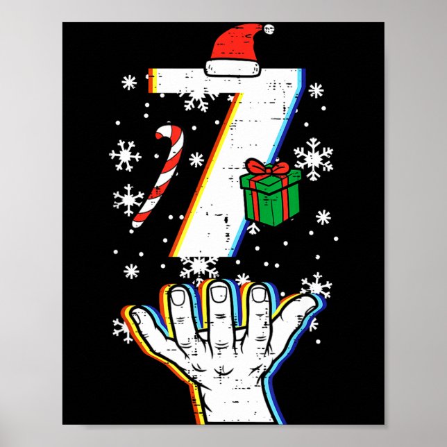 Number 7 Matching 67 Meme Christmas 6 7 Xmas Men W Poster (Vorne)