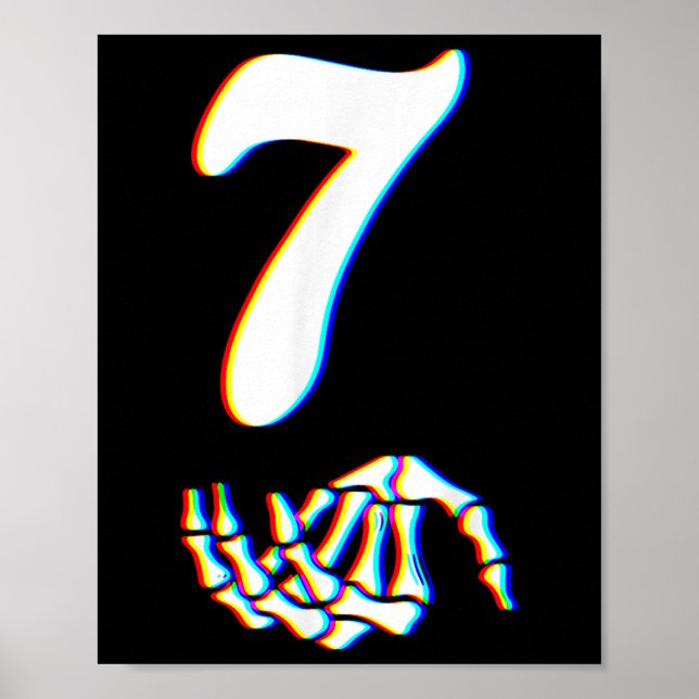Number 7 Matching 67 Meme Skeleton Hand Halloween  Poster (Vorne)