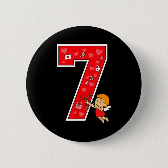Number 7 Six Seven 6 7 Meme Couple Valentine Match Button (Vorderseite)