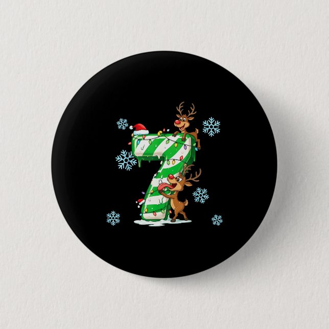 Number 7 Six Seven Gen Z Alpha Slang Ugly Christma Button (Vorderseite)