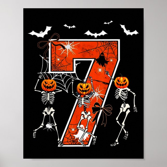 Number 7 Six Seven Meme 6 7 Halloween Dancing Skel Poster (Vorne)