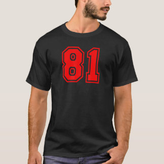 Number 81 Sports Uniform Red Fan Athlete Jersey T-Shirt