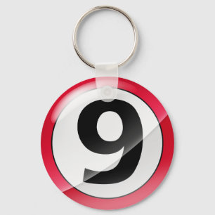 Number 9 red Key Chain Schlüsselanhänger