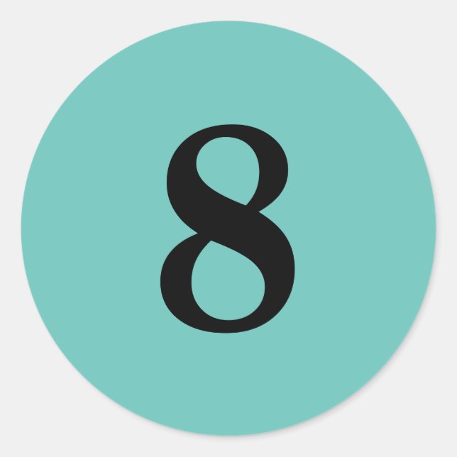Number Acht Planungen liefert einfache 8 Aqua schw Runder Aufkleber (Vorderseite)