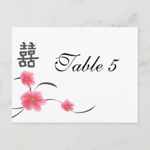 Number Card Cherry Blossom Double Happiness Postkarte