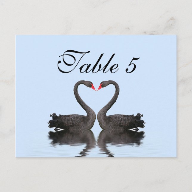 Number Card Romancing Swans Wedding Set Postkarte (Vorderseite)