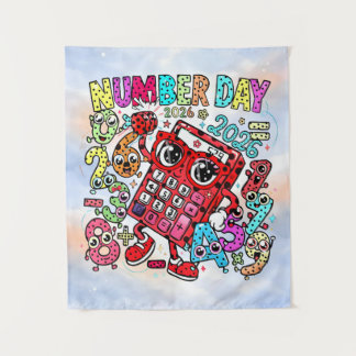 Number Day 2026 Colourful Maths Banner for Schools Wandteppich