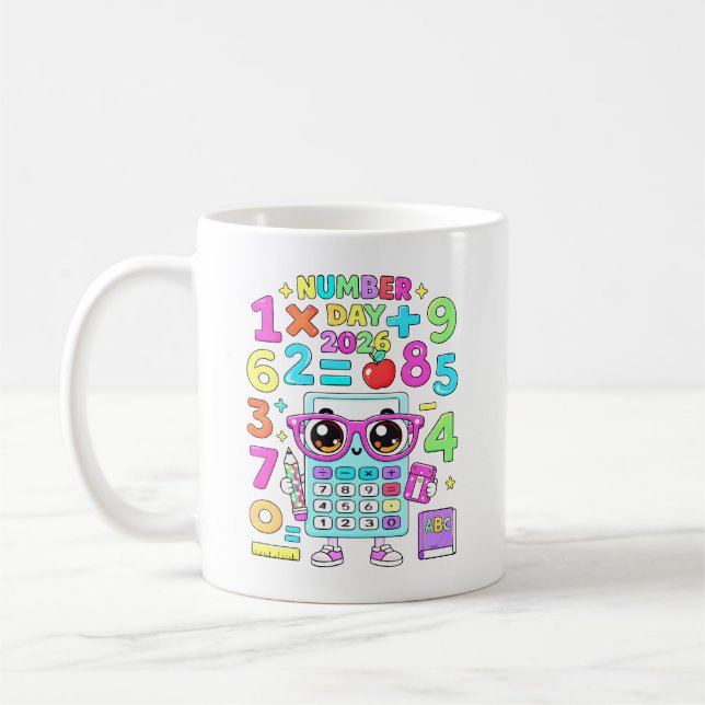 Number Day 2026 Cute Calculator Math Design Kaffeetasse (Links)