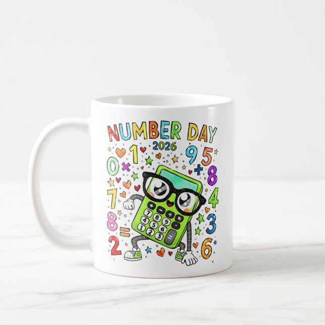 Number Day 2026 Cute Green Maths Calculator Mug Kaffeetasse (Links)