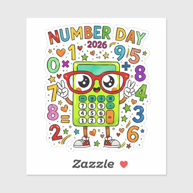 Number Day 2026 Cute Math Sticker for Kids (Blatt)
