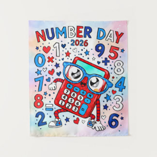 Number Day 2026 Cute Maths Calculator Poster Wandteppich