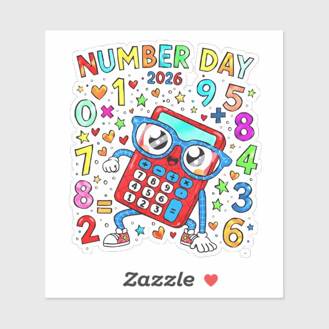 Number Day 2026 Cute Maths Sticker for Kids (Blatt)